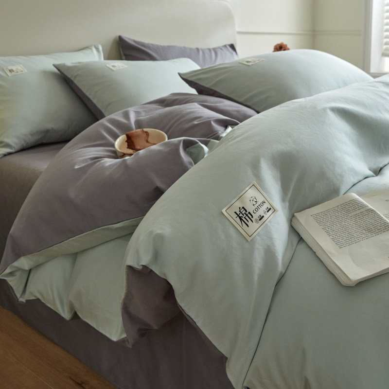 A类母婴级全棉单被套纯棉超柔纯色双拼床品单双人床上用品家居卧