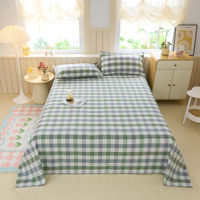 新款色织老粗布床单三件套床单加枕套床上用品春夏秋冬四季通用