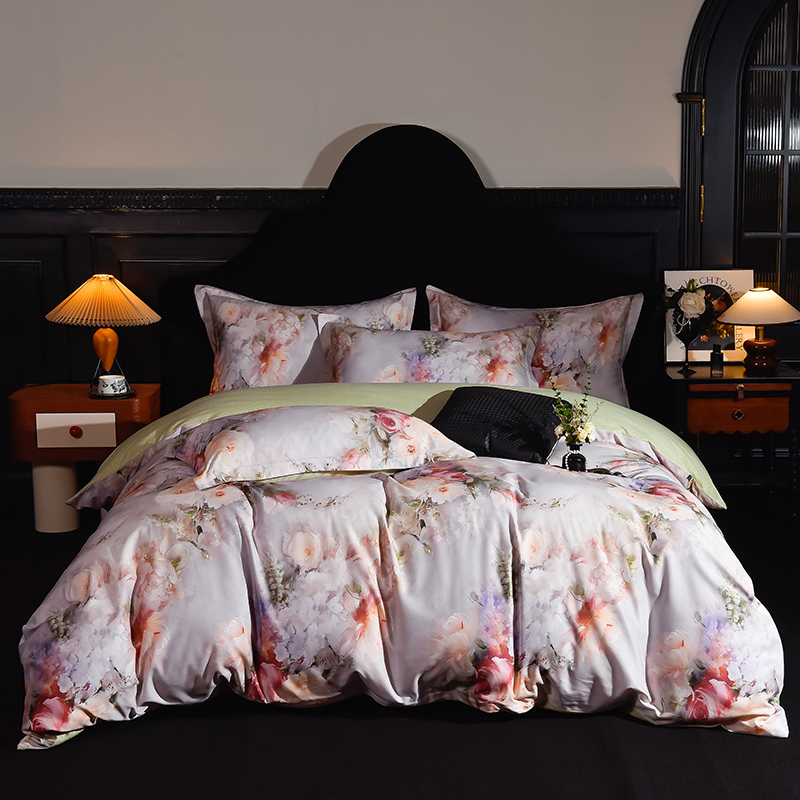 天丝棉印花四件套高密高支床上用品双人亲肤床品被套床单四季通用