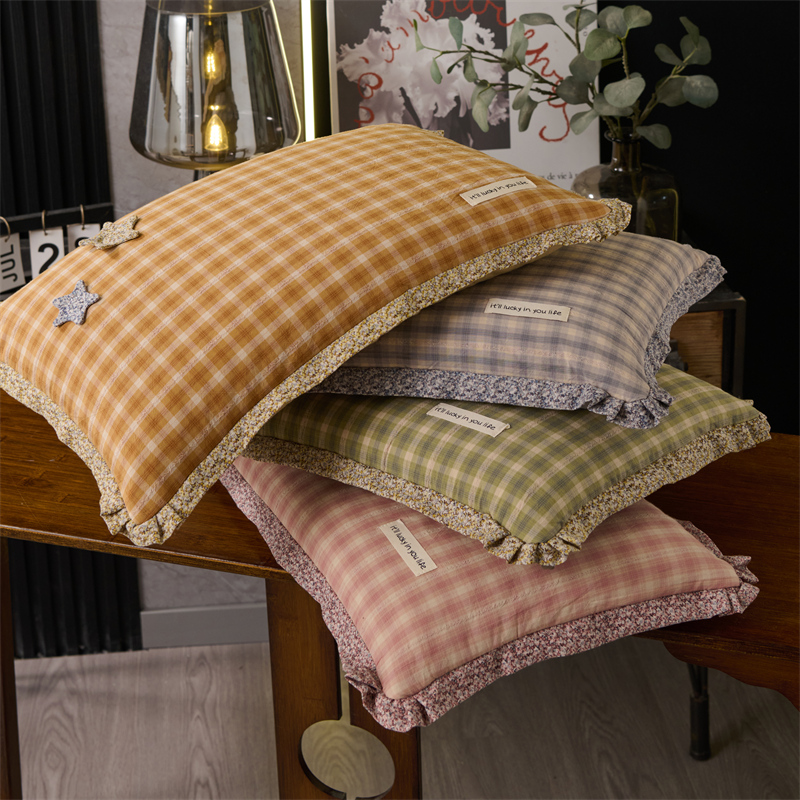 双层纱格子小星星全荞麦枕头