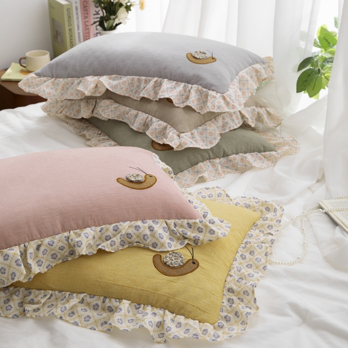 全棉双层纱贴布绣儿童学生枕芯