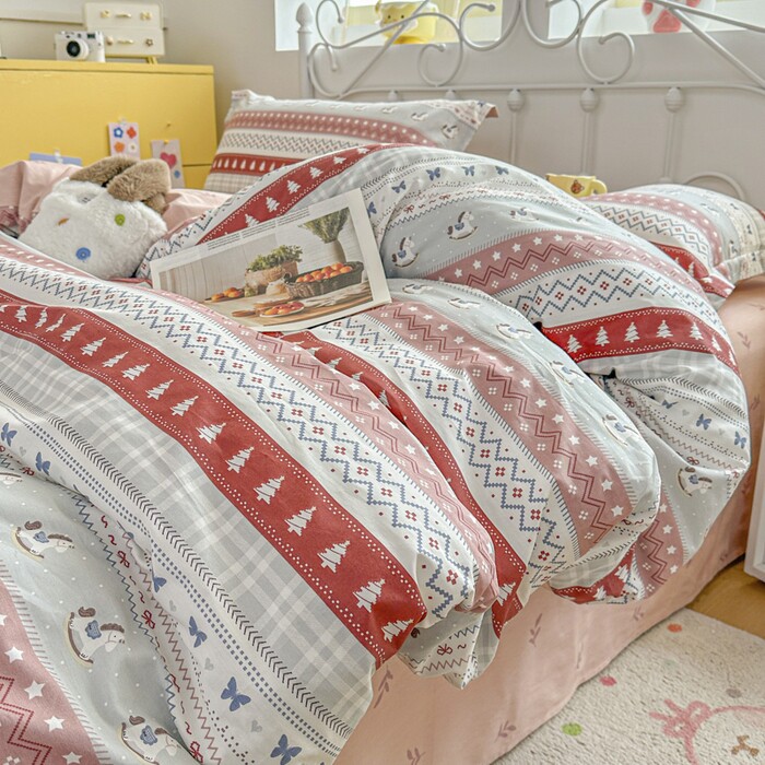 全棉纯棉印花四件套系列床品套件条纹被套被罩学生宿舍家居卧室