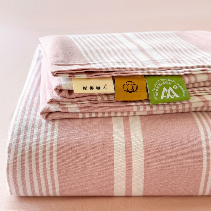 原棉老粗布印花床单三件套