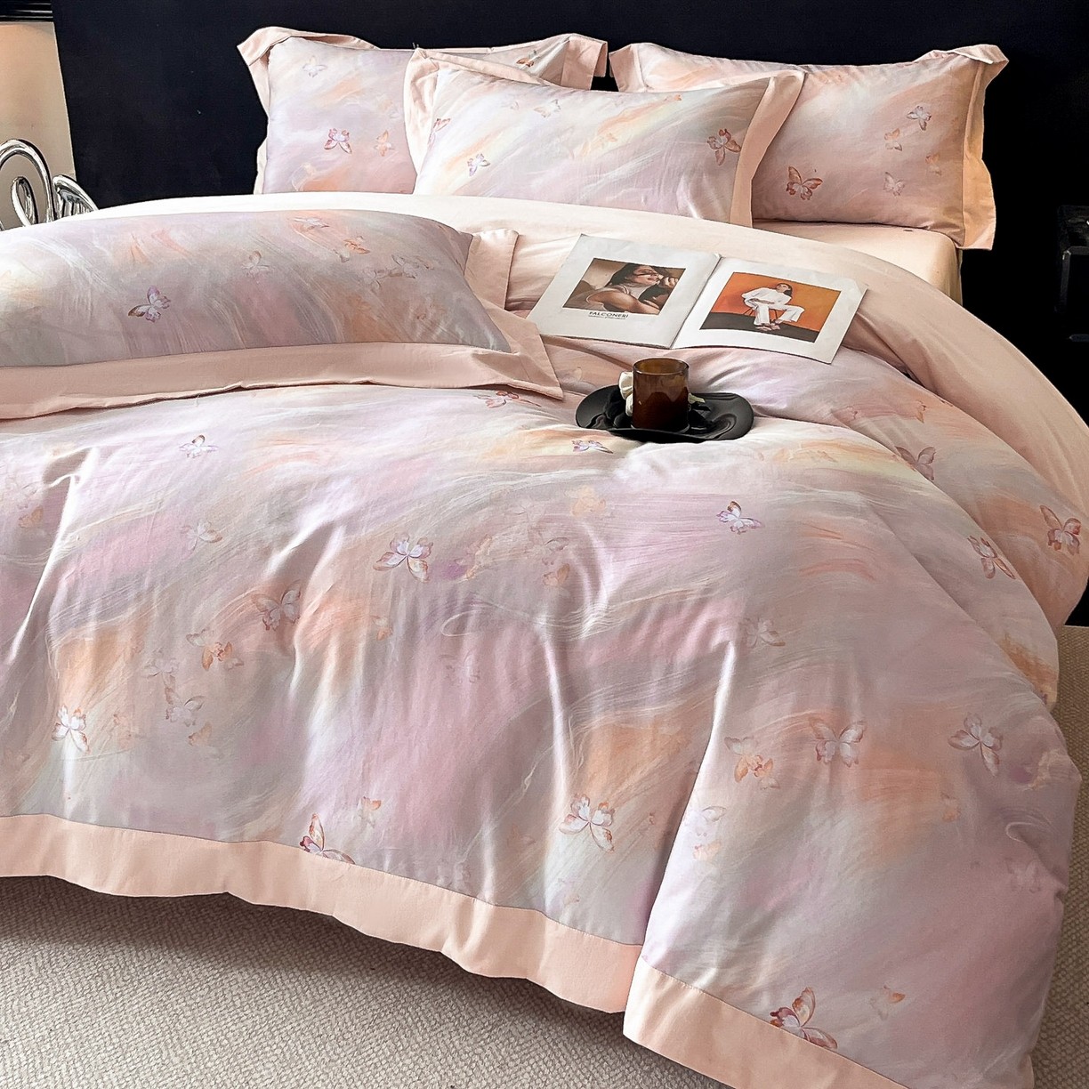 纯棉磨毛印花宽边四件套