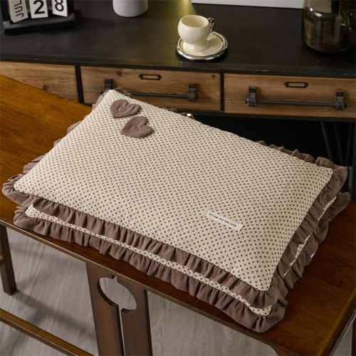 双爱心花边全荞麦枕头枕芯