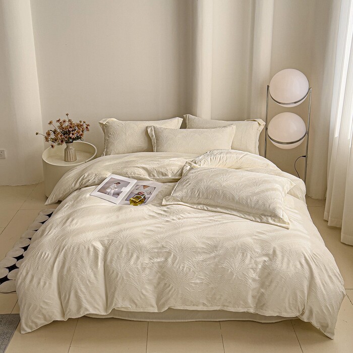 A类母婴级轻奢双层纱提花四件套100床单被套床笠款床上用品三件套