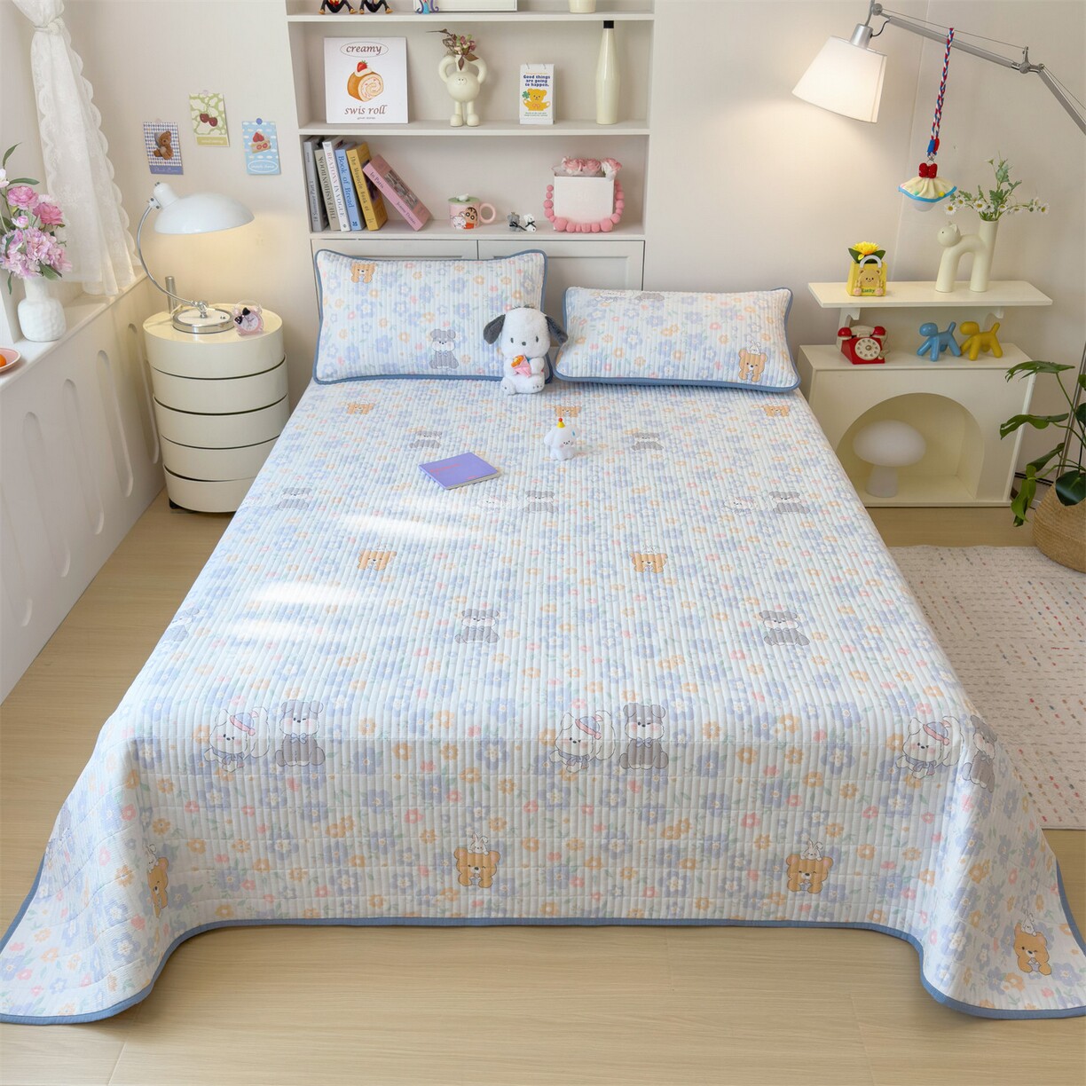 皱皱双层纱床盖泡泡纱床罩保护套三件套学生宿舍单双人床品