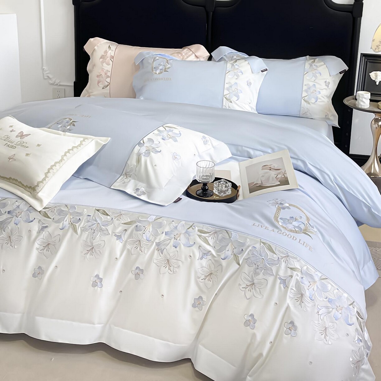 特供A类长绒棉纯棉四件套100全棉刺绣绣花套件被套床单床笠床品