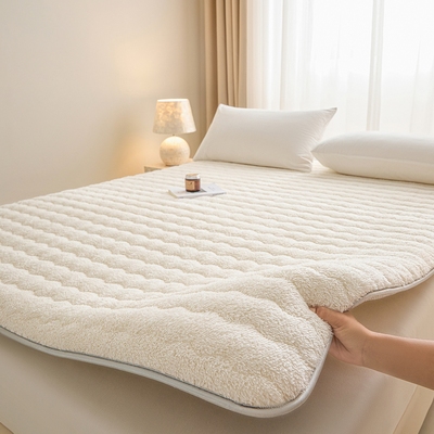 加厚羊羔绒床垫床褥毛绒床垫夹棉