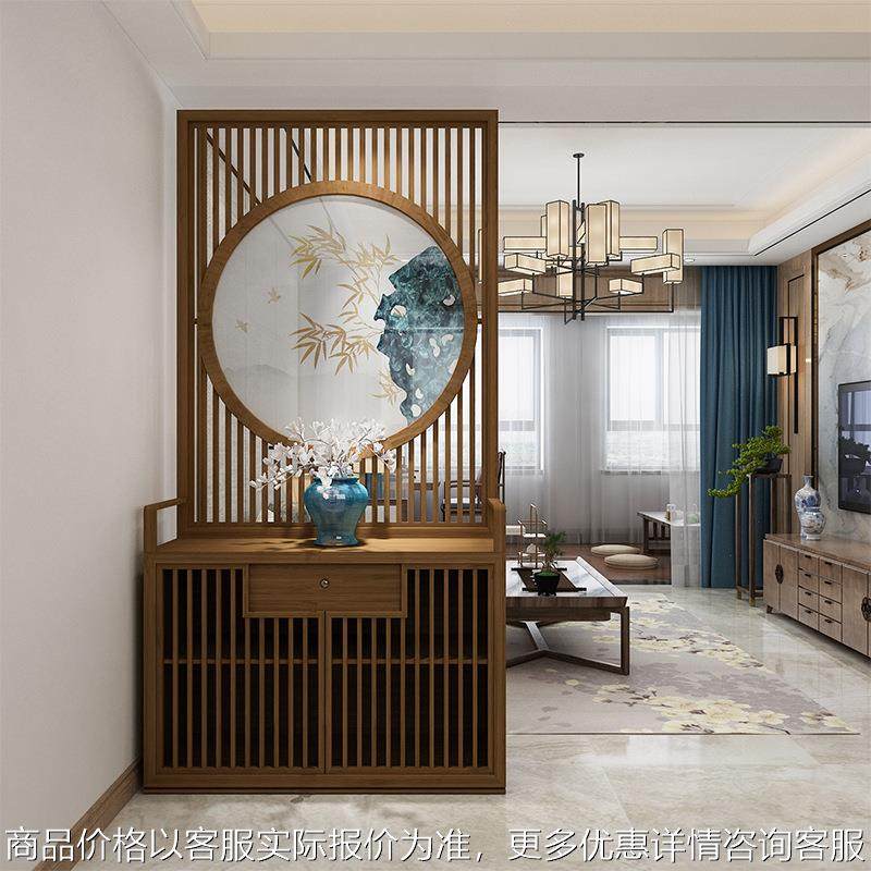 新中式简约现代实木隔断屏风入户餐厅客厅装饰实木屏风隔断玄关柜