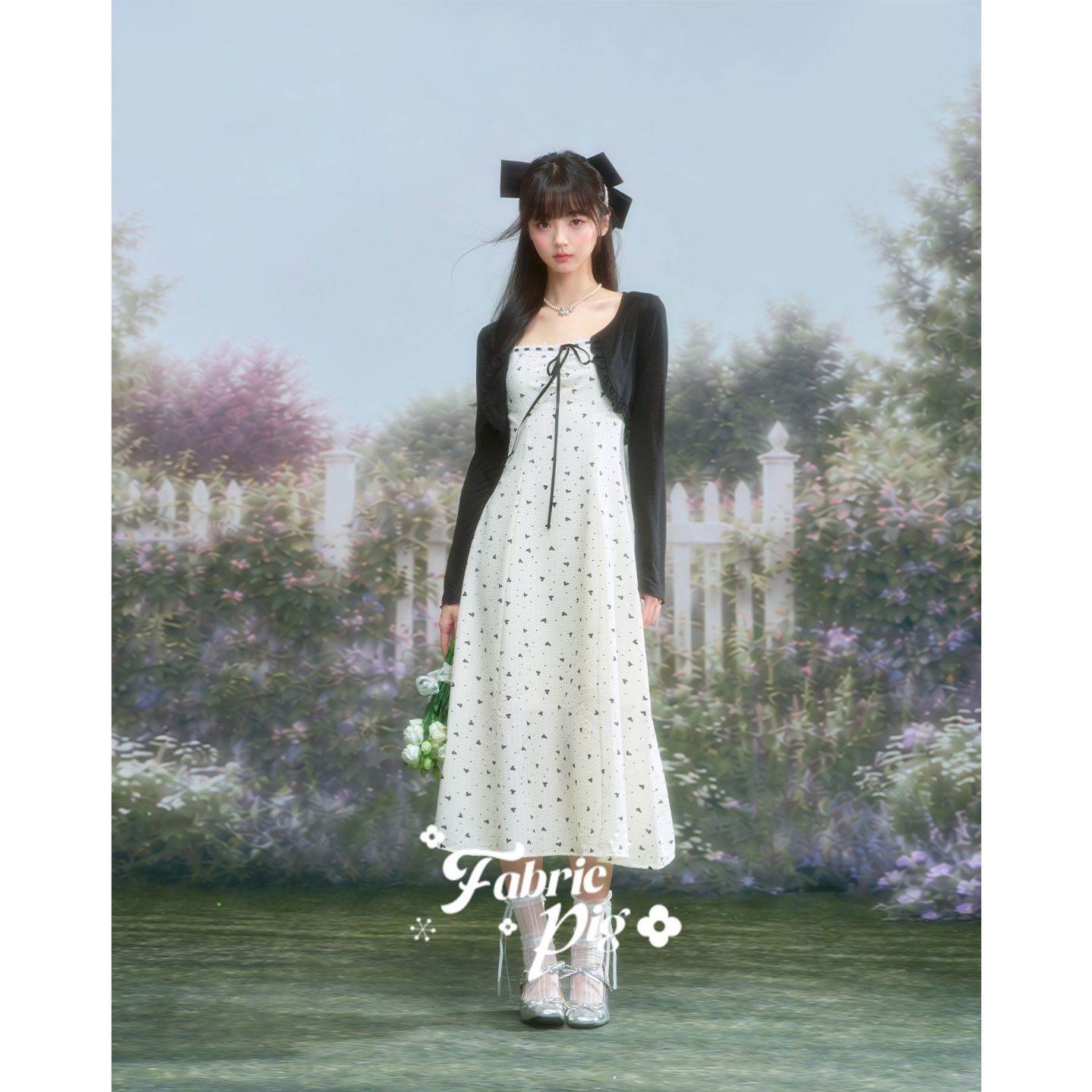 甜美风碎花吊带连衣裙女夏裙子两件套装