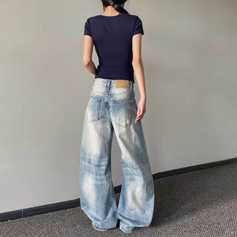 高个子加长版韩系慵懒风韩国风韩范宽松牛仔裤子ins百搭女