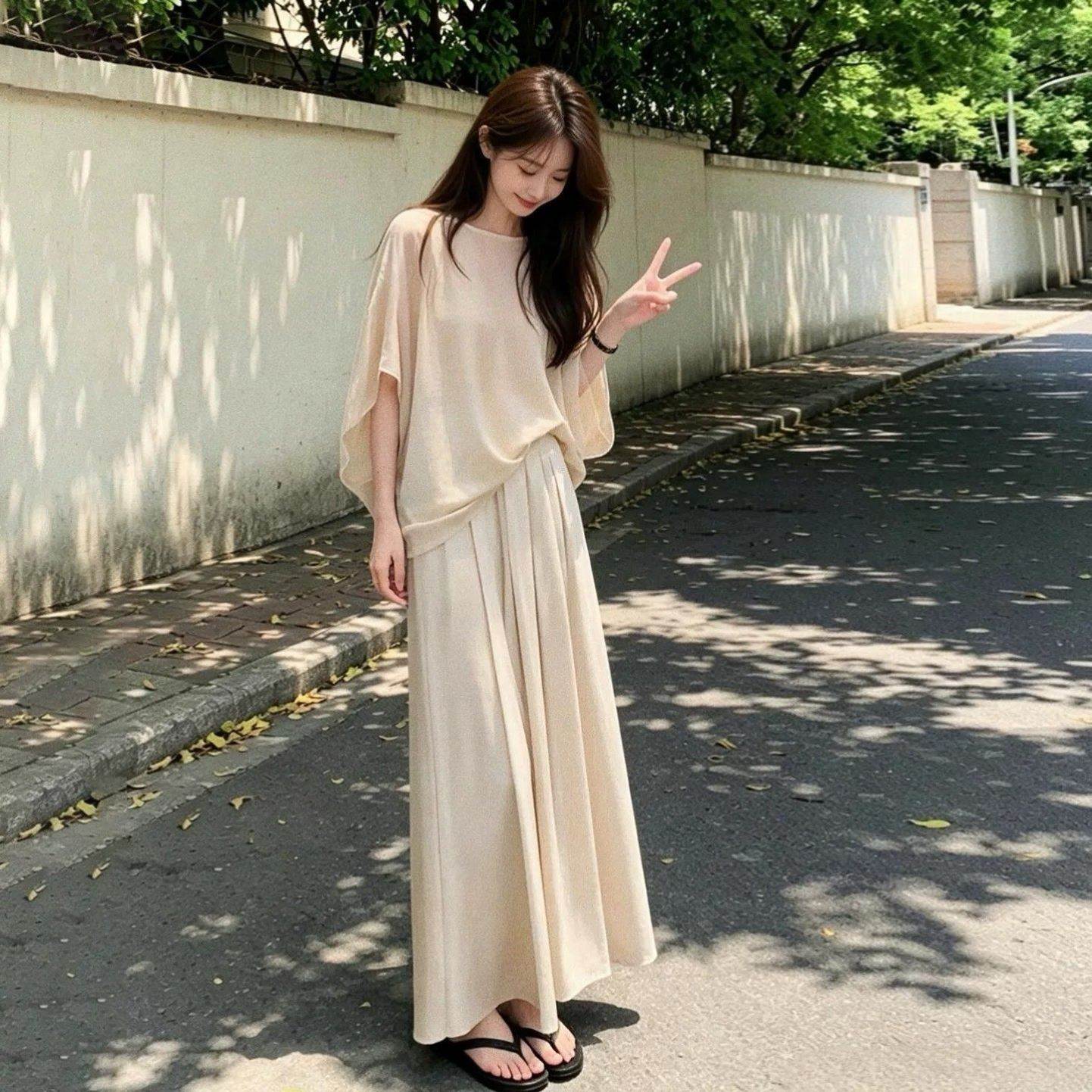 绝美漂亮大方优雅套装女夏日穿搭胖妹妹巨好看上衣贵感气质半身裙