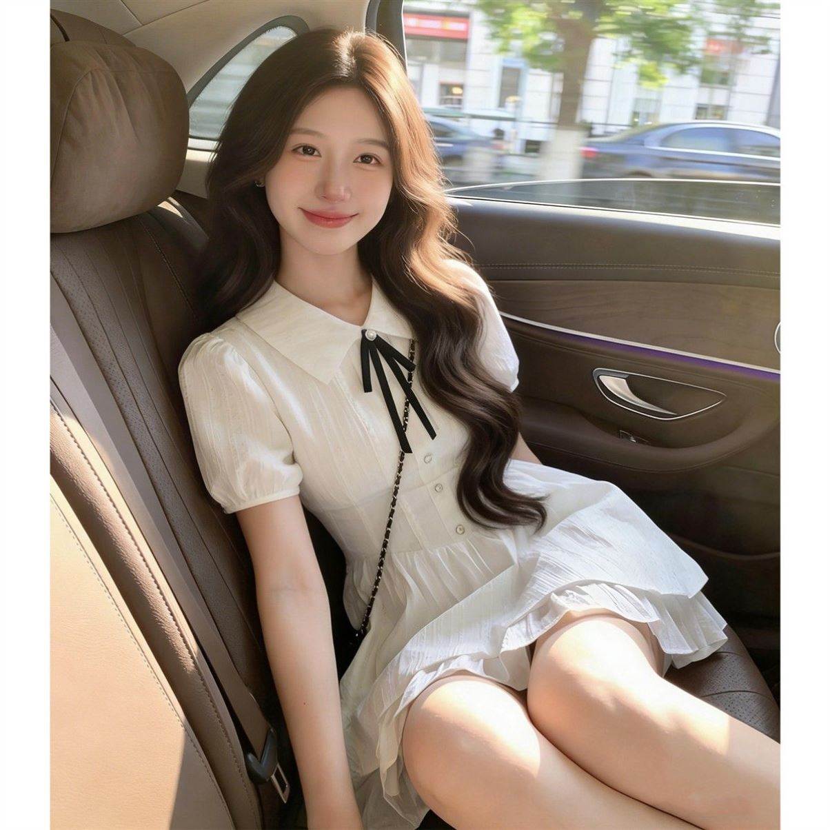 温柔风巨好看翻领衬衫气质连衣裙特别漂亮韩系初恋小白裙2026夏季