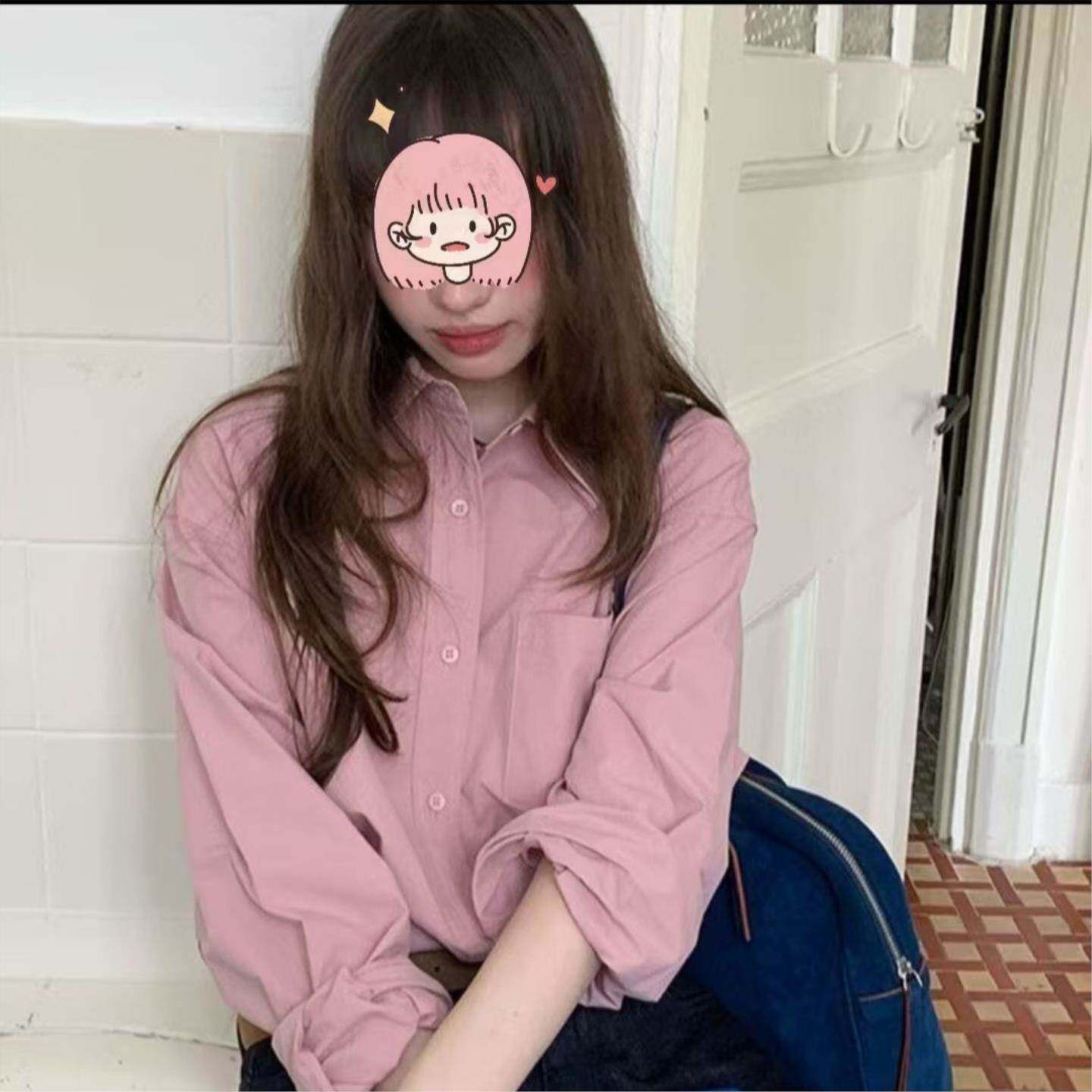 烟粉色春秋长袖衬衫女宽松百搭抗皱上衣设计新款高级法式气质衬衣