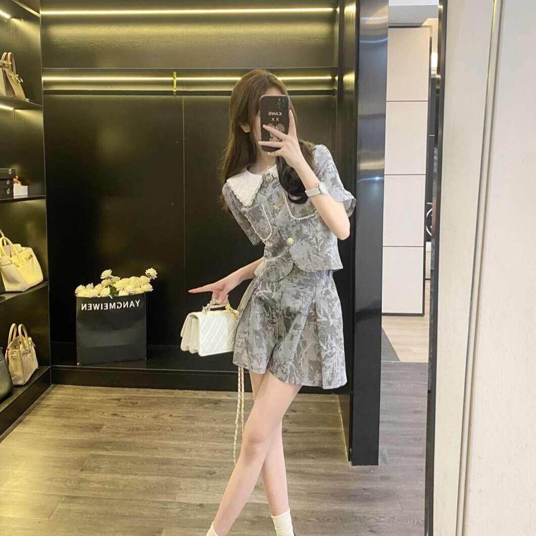 超仙薄款夏装搭配两件套高级感小香风显瘦短裤独特绝美小套装女装