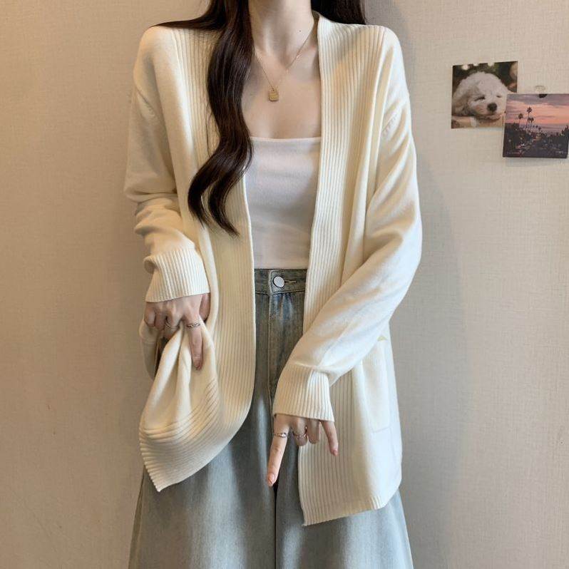 针织开衫毛衣女秋冬新款大码胖mm显瘦宽松法式高级感外套披肩