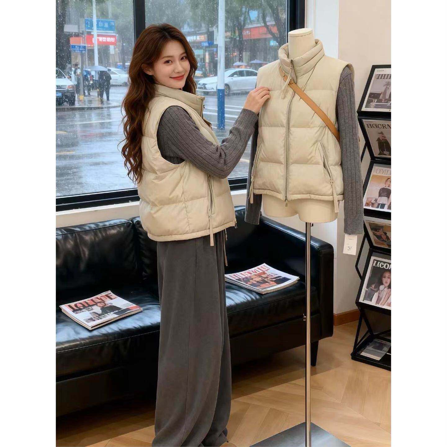 小个子立领轻薄保暖棉服马甲春夏女装韩版外穿通勤叠穿短款