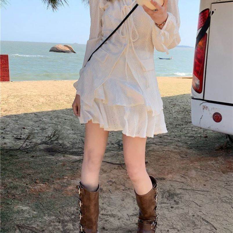 2026秋夏季女士长袖洋气开衫上衣半身裙两件套POLO领日系潮流套装