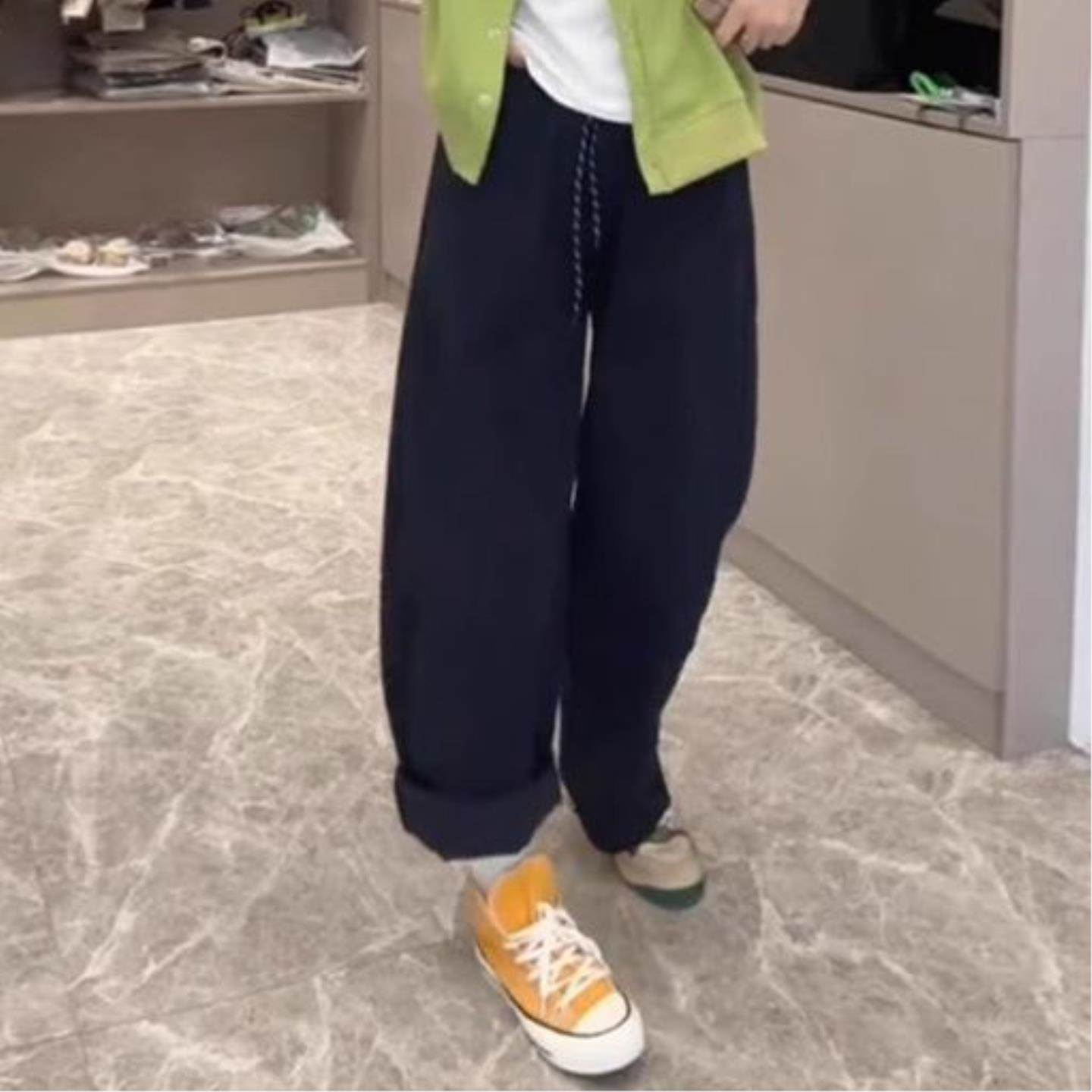 春季高档时尚搭配一整套设计感宽松绿色外套女上衣休闲裤两件套装