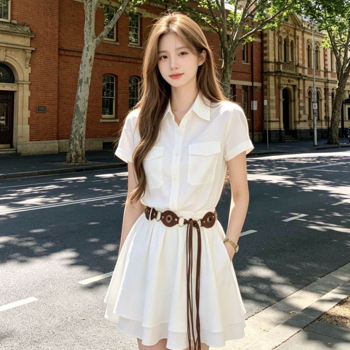 韩系温柔短袖2026连衣裙新款夏季气质衬衫减龄绝美短裙漂亮