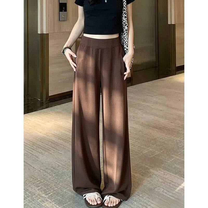 慵懒风藏青色面膜裤女2026春季新款高腰宽松垂感直筒显瘦休闲长裤