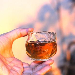 玻璃小茶杯家用功夫茶具花瓣主人杯耐热水杯锤纹品茗杯闻香杯单个