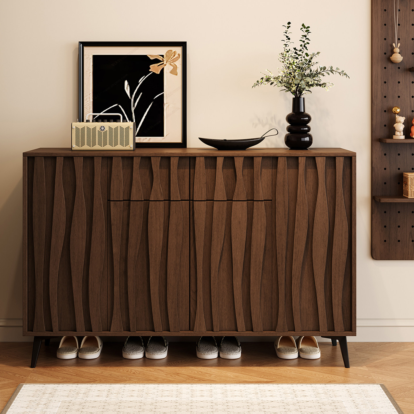 中古风鞋柜门口玄关收纳家用高端靠墙一体入户门口外2025新款鞋架,住宅家具,鞋柜,淘宝优惠券,粉丝福利购,淘宝优惠卷