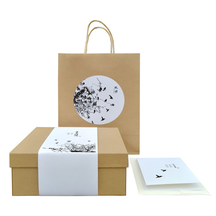 nk41超大中式水墨风简约高级感牛皮纸天地盖通用礼盒包装纸盒定制