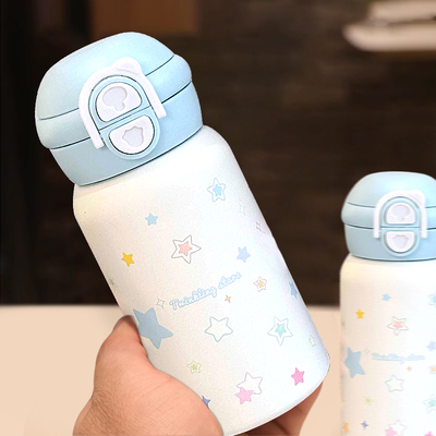 原创星星双饮保温杯高颜值吸管杯子大容量便携不锈钢新款可爱水杯