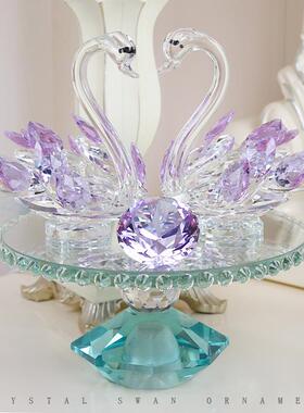 创意水晶天鹅结婚礼物送闺蜜生日新婚客厅酒柜摆件家居装饰工艺品