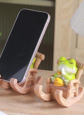 可爱青蛙治愈解压小摆件手机支架办公室工位情绪稳定桌面装饰礼物