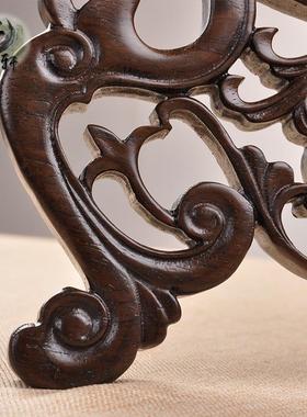 实木非洲黑檀木赏盘架瓷盘茶饼玉盘铜镜展示托 托架家居饰品摆饰