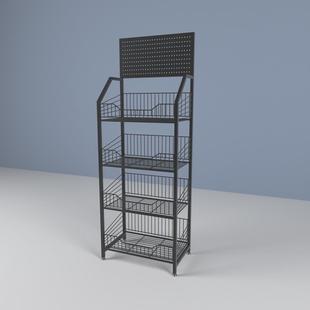 超市货架展示架子移动带挂钩文具零售饮料多层置物便利店洞洞板铁