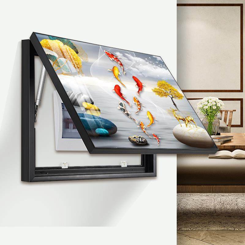 新中式电表箱装饰画鱼免打孔客厅开关电表盒配电箱电闸挂画遮挡,家居饰品,现代装饰画,淘宝优惠券,粉丝福利购,淘宝优惠卷