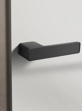 锁卧室门锁室内磁吸静音生态门意式简WBN房门锁黑极色卧室门把木