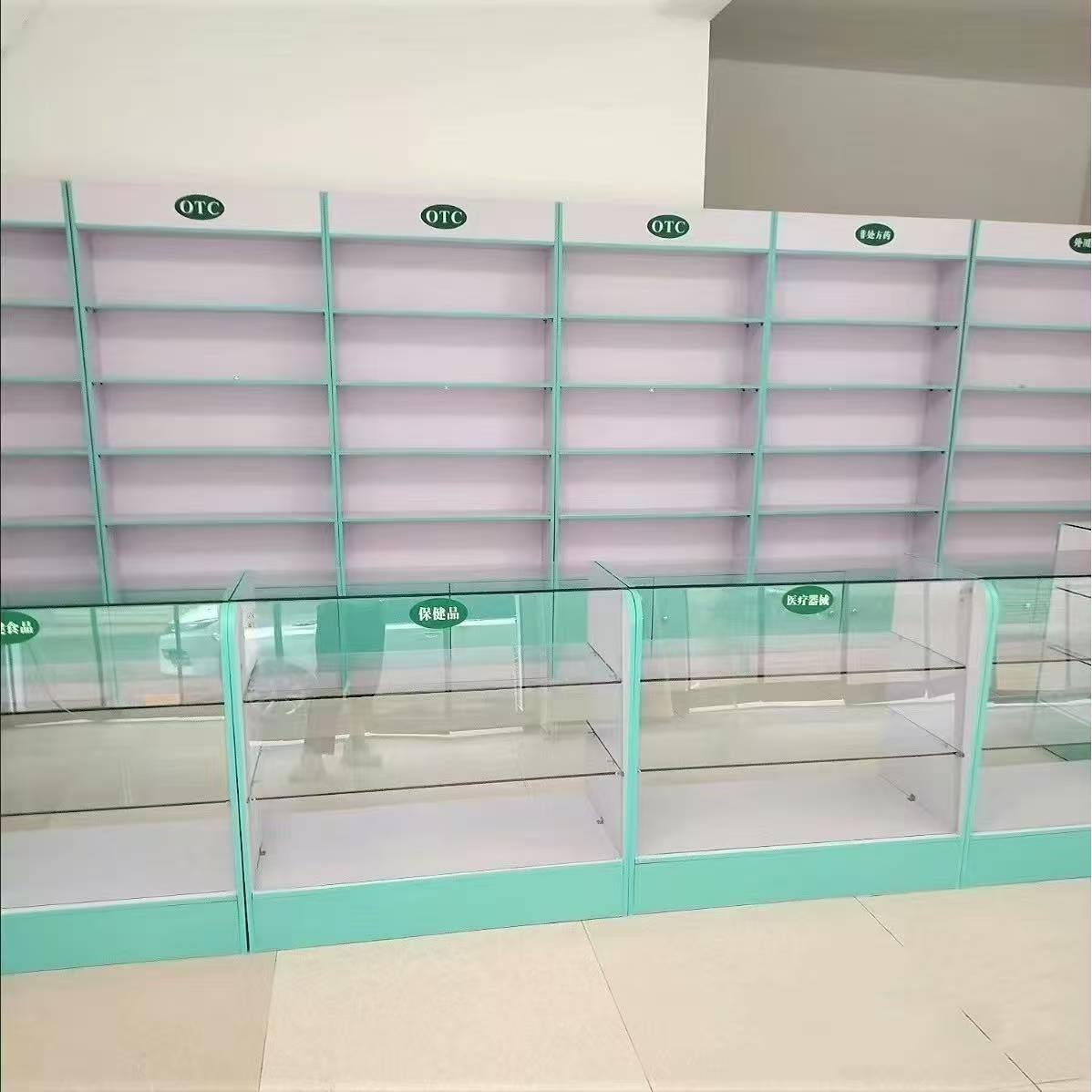药店架西柜药房品展示柜展示架诊所药处方玻璃柜台展货柜实木药柜