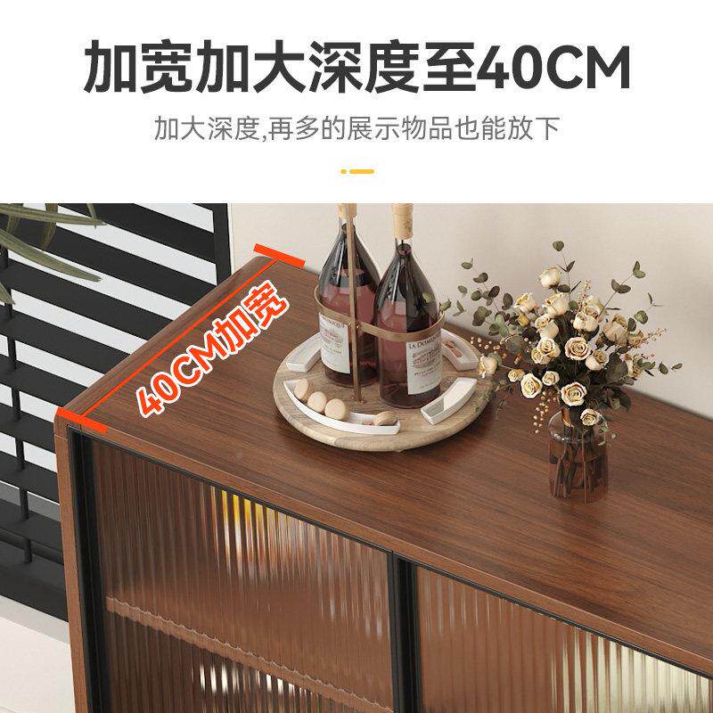 餐柜玻璃门靠墙一体柜子物柜边矮柜置物玻璃门餐边柜橱储柜家用厨
