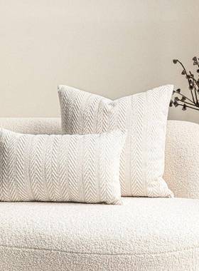 现代寂风米NUV白色羊毛棉麻装抱客侘厅沙发靠垫酒店民宿饰靠枕枕