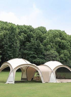 梦花涂园风帐篷户外穹PRI顶天幕遮阳棚餐露营野超大银防晒防防雨