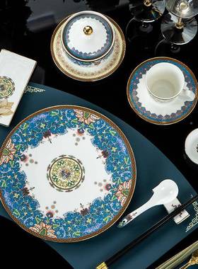 档酒店会摆台餐具镇欧式包厢商用骨瓷景德珐高瑯所彩陶瓷YC202210