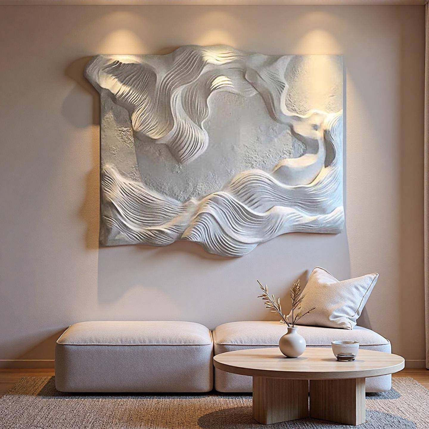 抽象客厅白装饰画立体浮雕工艺画手工纯店寂风FUH酒格玄关侘房间,家居饰品,油画,淘宝优惠券,粉丝福利购,淘宝优惠卷