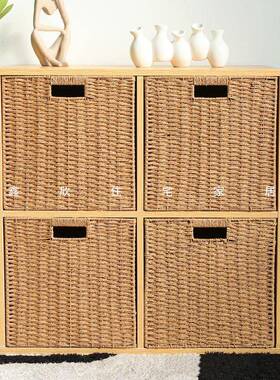 彷用藤编收纳篮家大衣容妆量收纳箱RWJ零食柜化品收纳盒物杂物整