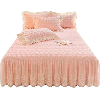 hex23654高克保暖奶绒夹床裙棉家用牛加厚珊瑚绒床重围床罩单件冬