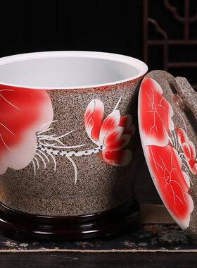 景德镇陶瓷缸0家米桶10斤20斤3米斤用带盖储米箱YSI密封储物罐