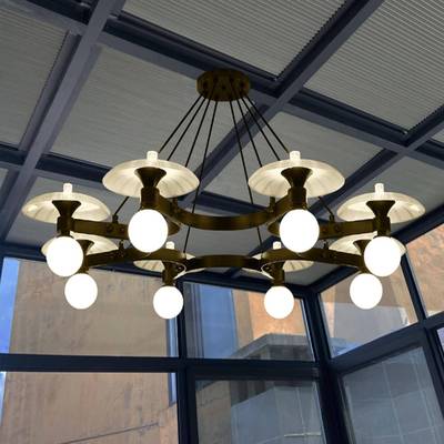 玻璃温室用吊书房办公室网轻奢全NAF铜灯简约红原创顶专棚客厅灯