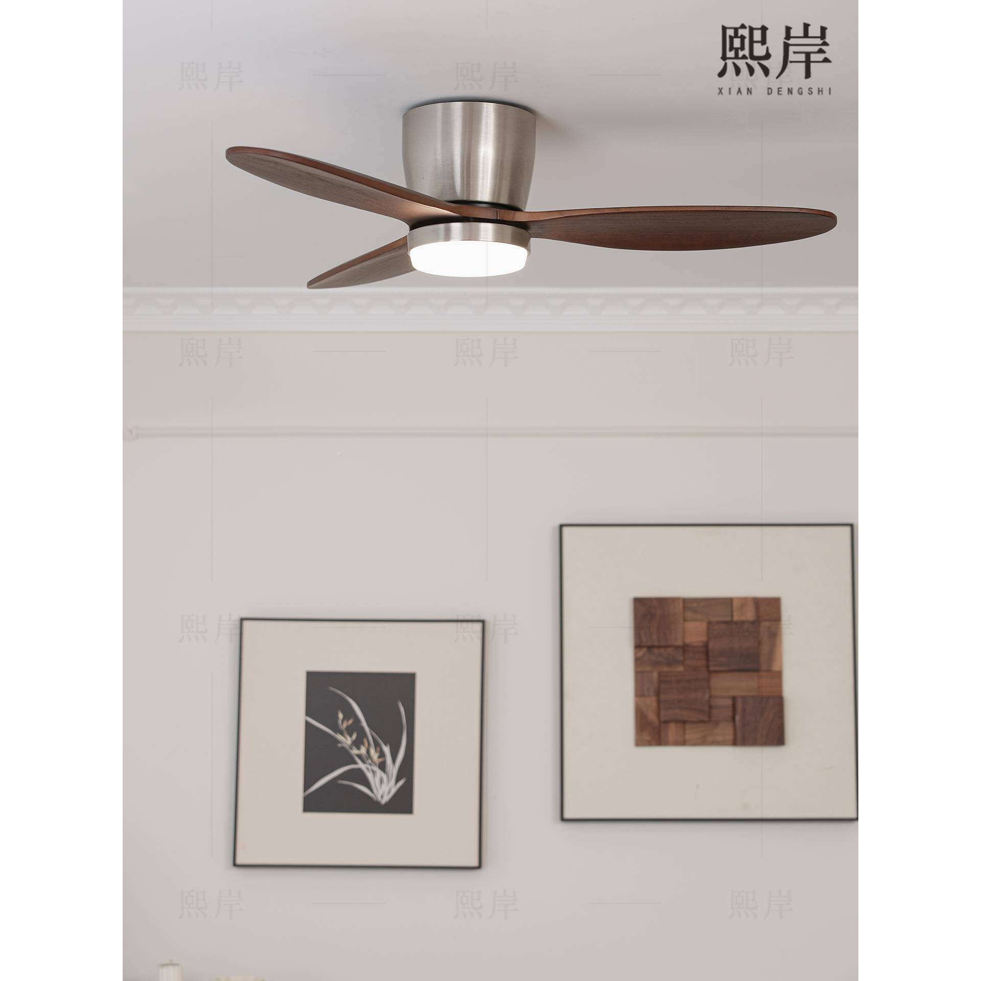 扇法顶式覆灯古吸风扇灯吊灯客厅卧室书房餐熙岸（灯厅灯实木静音