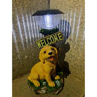 彷真灯摆动物狗太阳能灯装饰欢迎牌户外庭院花园小阳台EDE门牌创