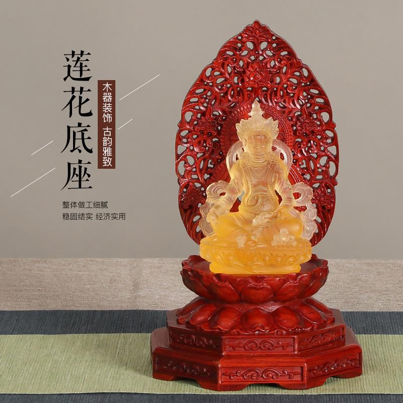 黑檀实木石圆形佛像底座财神观菩萨摆件底座奇FLZ盆香炉莲花音花