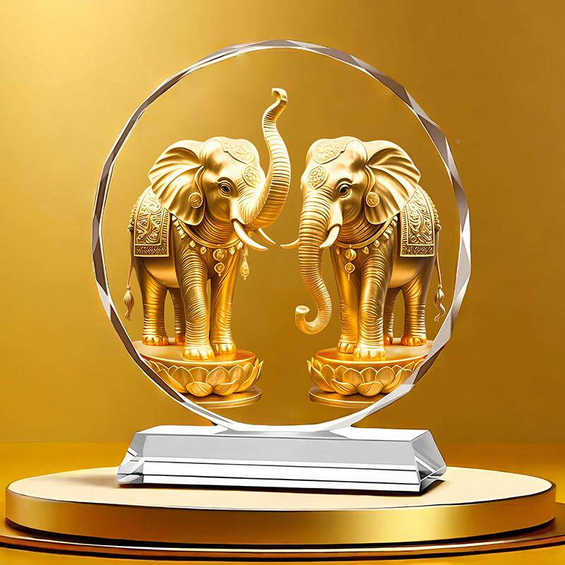 招财公大象水晶摆件办室桌面家工艺品居客厅电酒柜对RMG象装视饰
